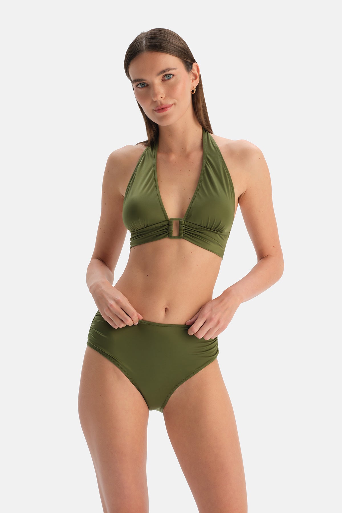 Koyu Yeşil Yüksek Bel Bikini Alt