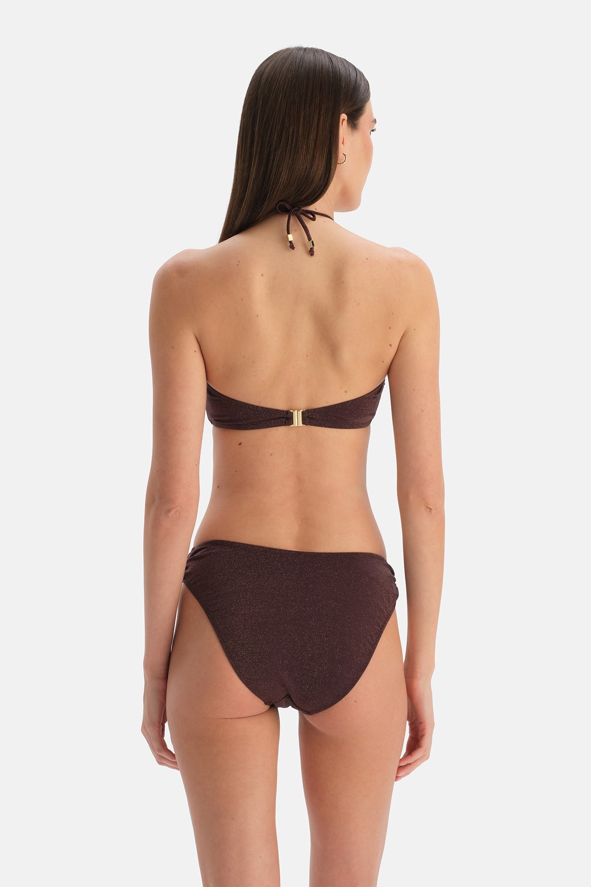 Kahverengi Straplez Bikini Üst