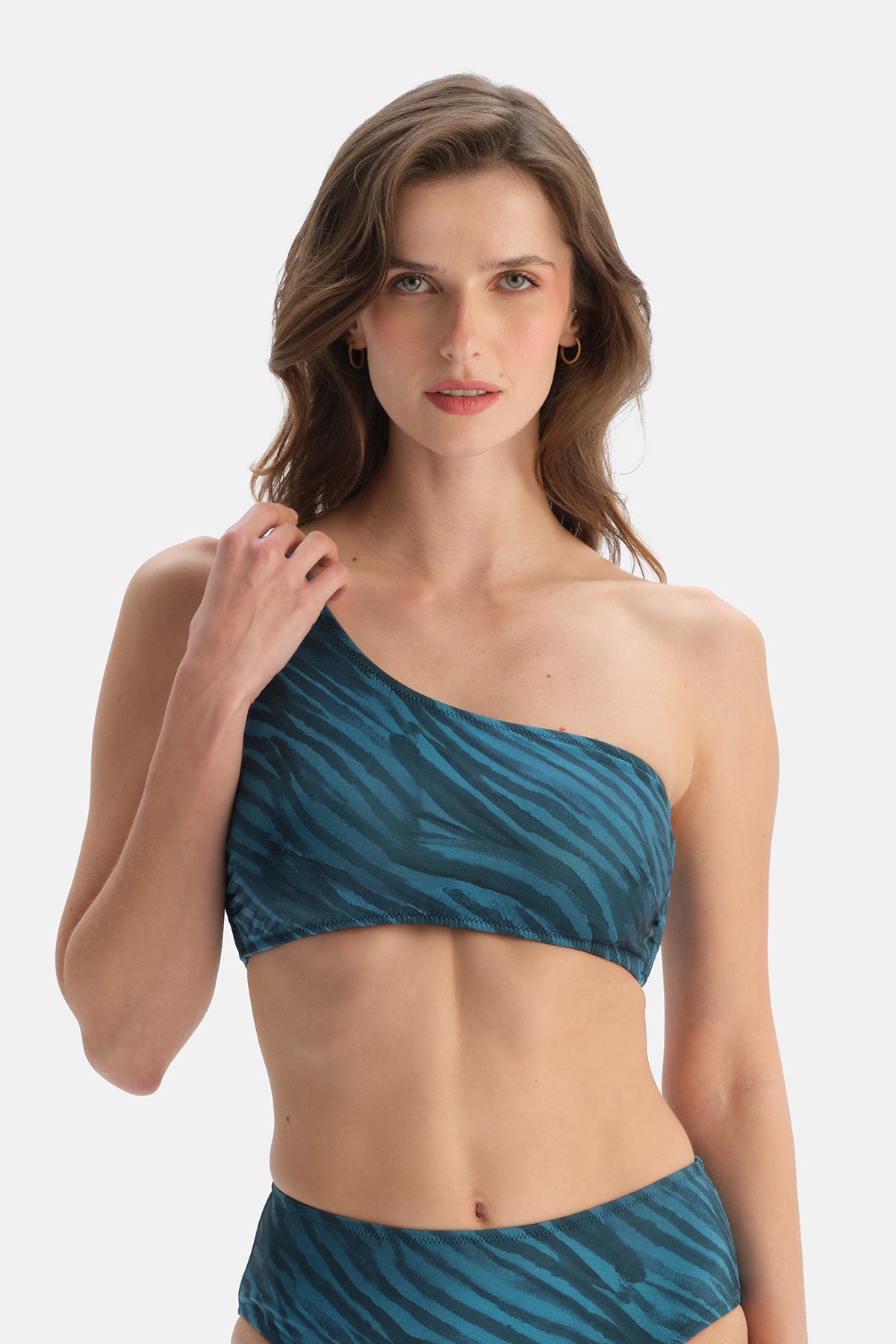 Multicolor Tek Omuz Bikini Üst