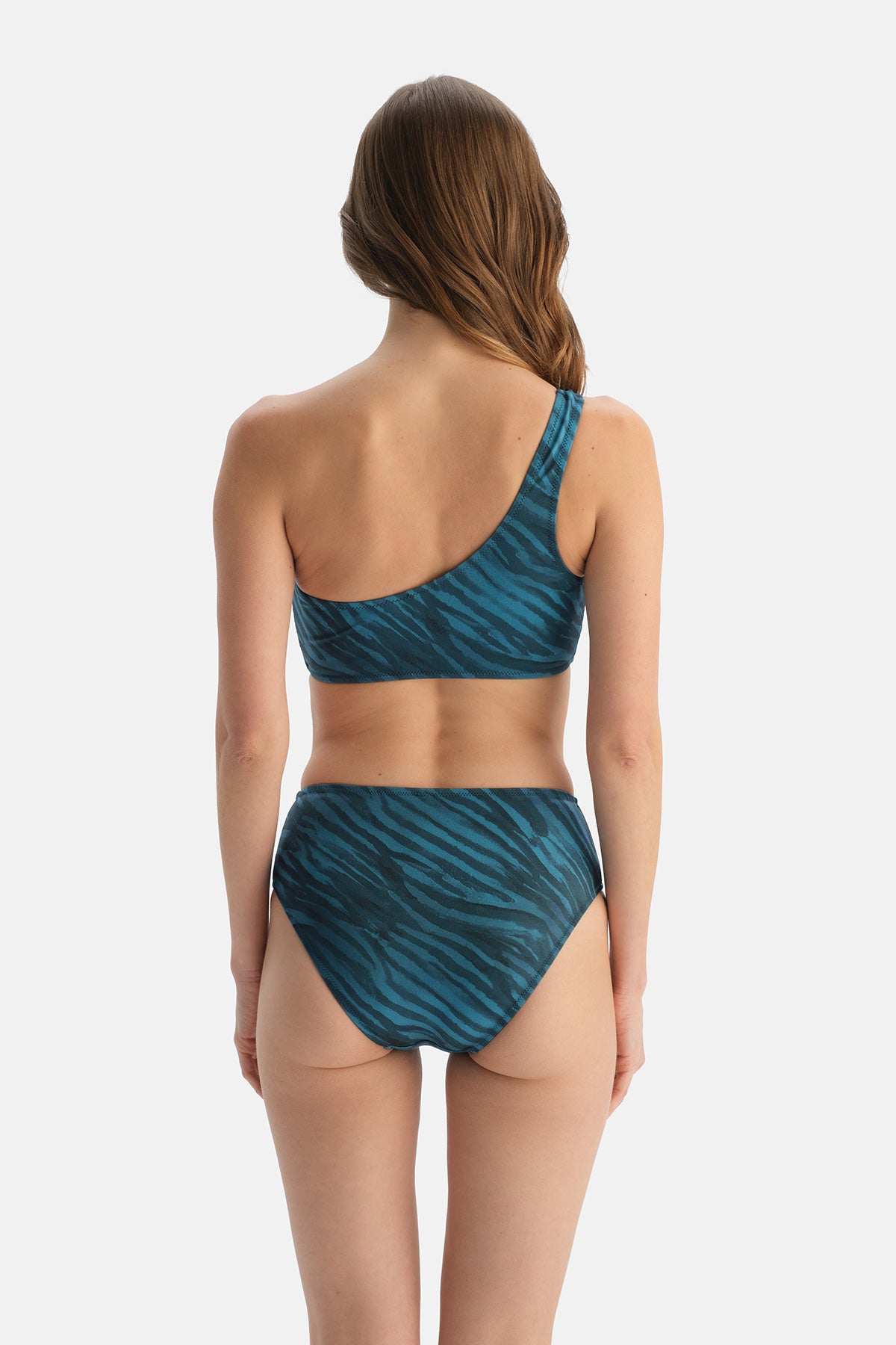 Multicolor Tek Omuz Bikini Üst