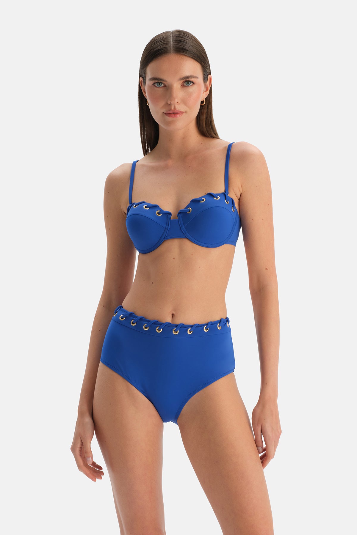 Sax Mavisi Straplez Kaplı Bikini Üst