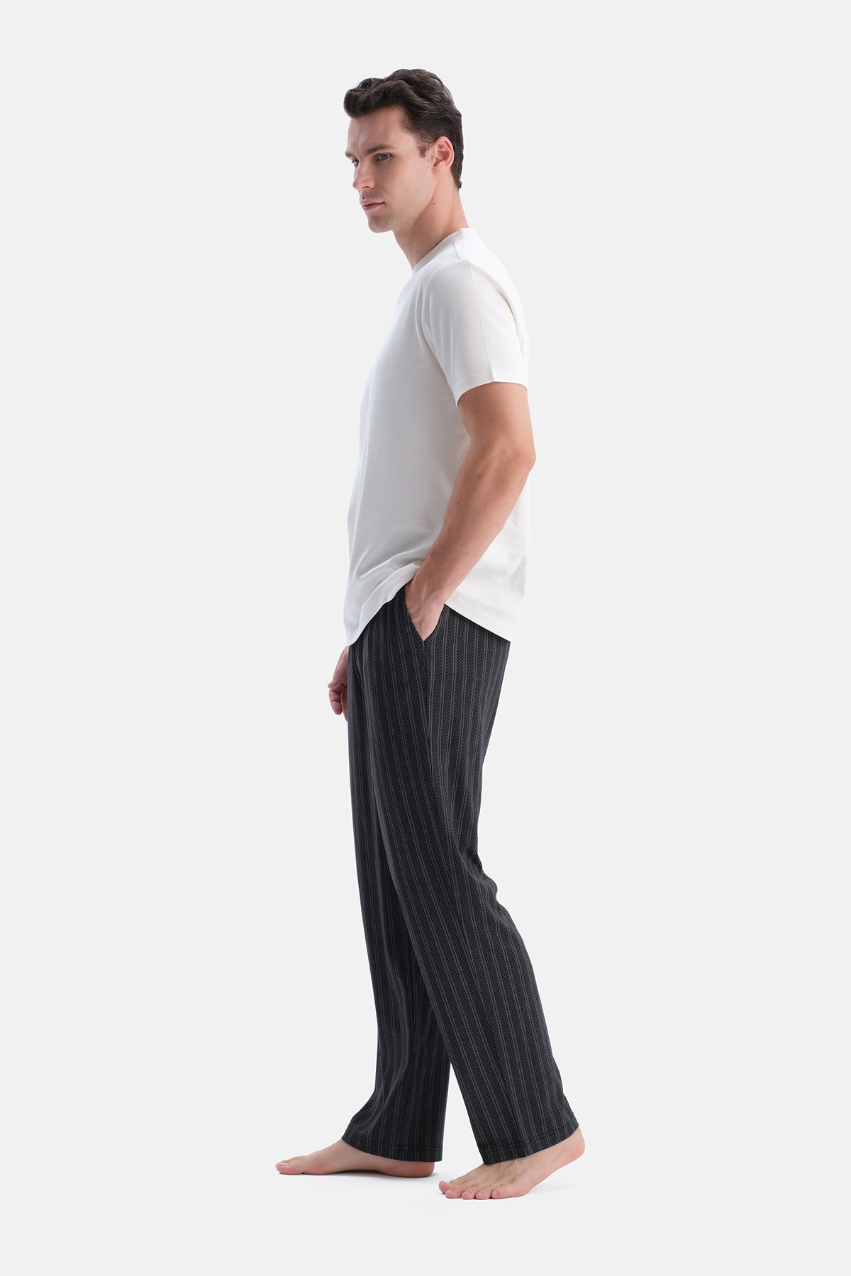 Siyah Pamuk Modal 2'Li Örme Pantolon Set