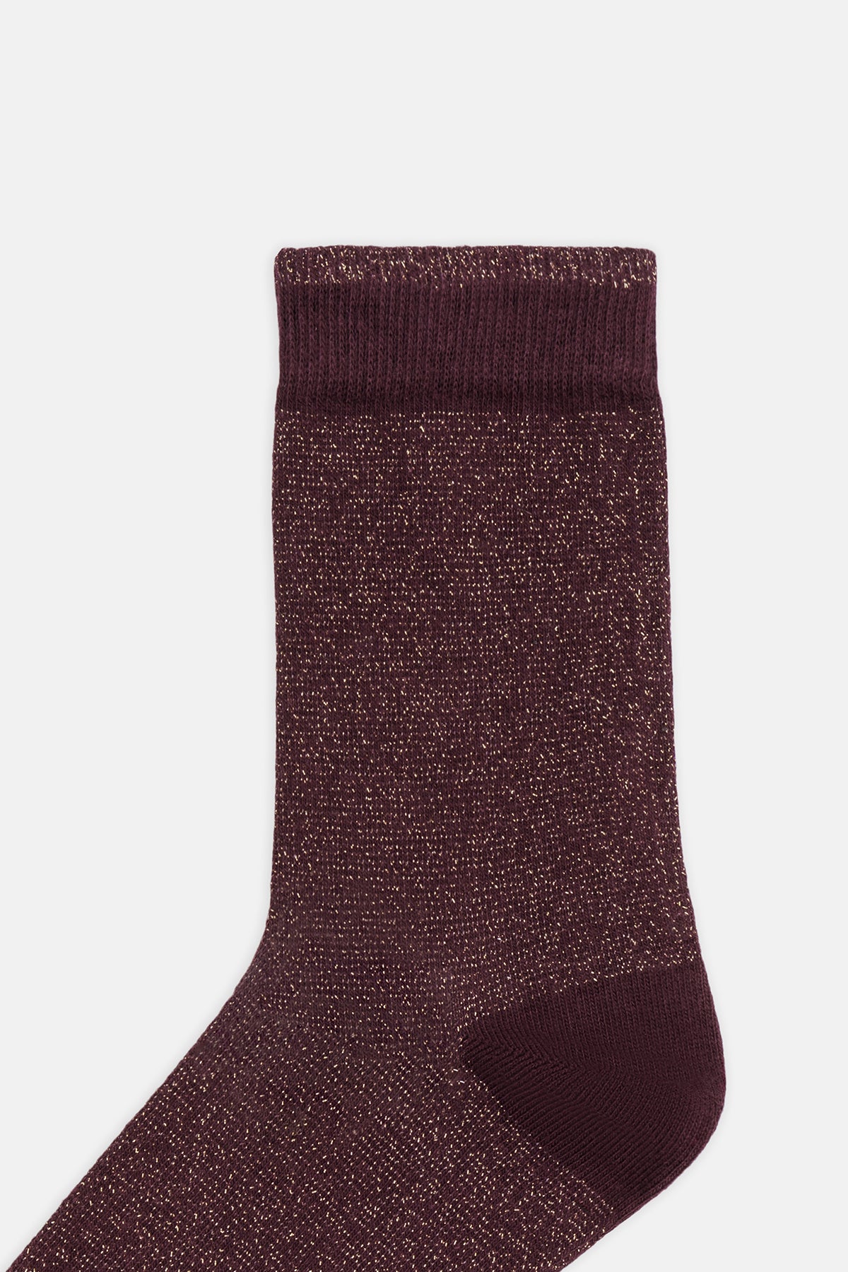 Bordo Lurexli Bilek Çizgi Detaylı Çorap