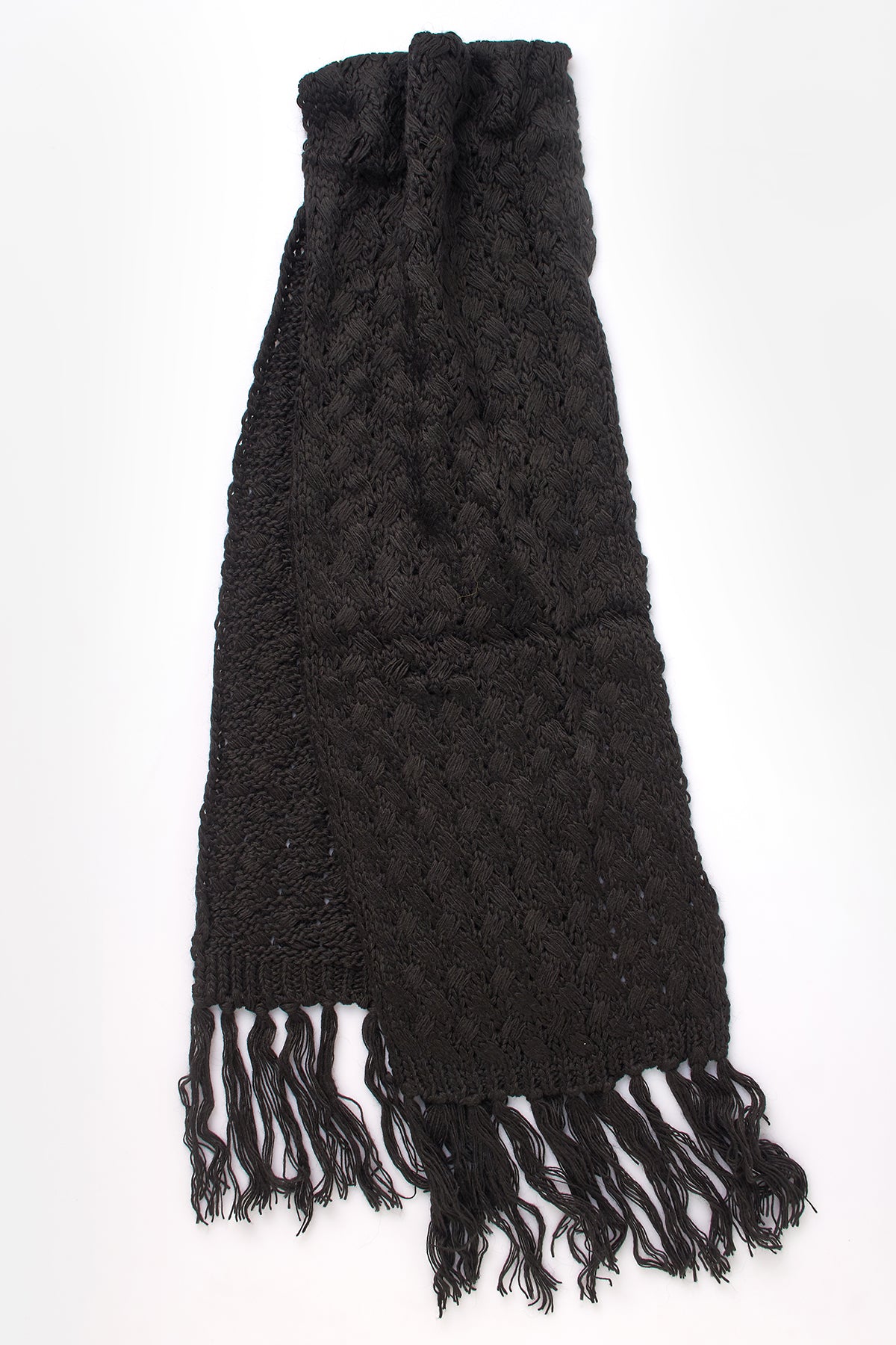 BLACK SCARF BEANIE SET