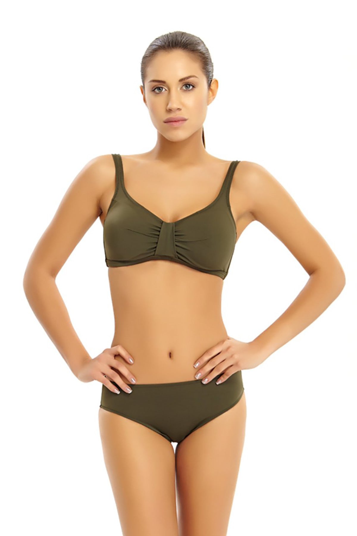 Haki Kalın Kenar Tek Bikini Alt