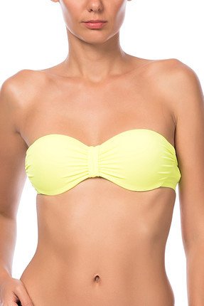 Sarı Dolgulu Kaplı Luplu Straplez Tek Bikini Üst