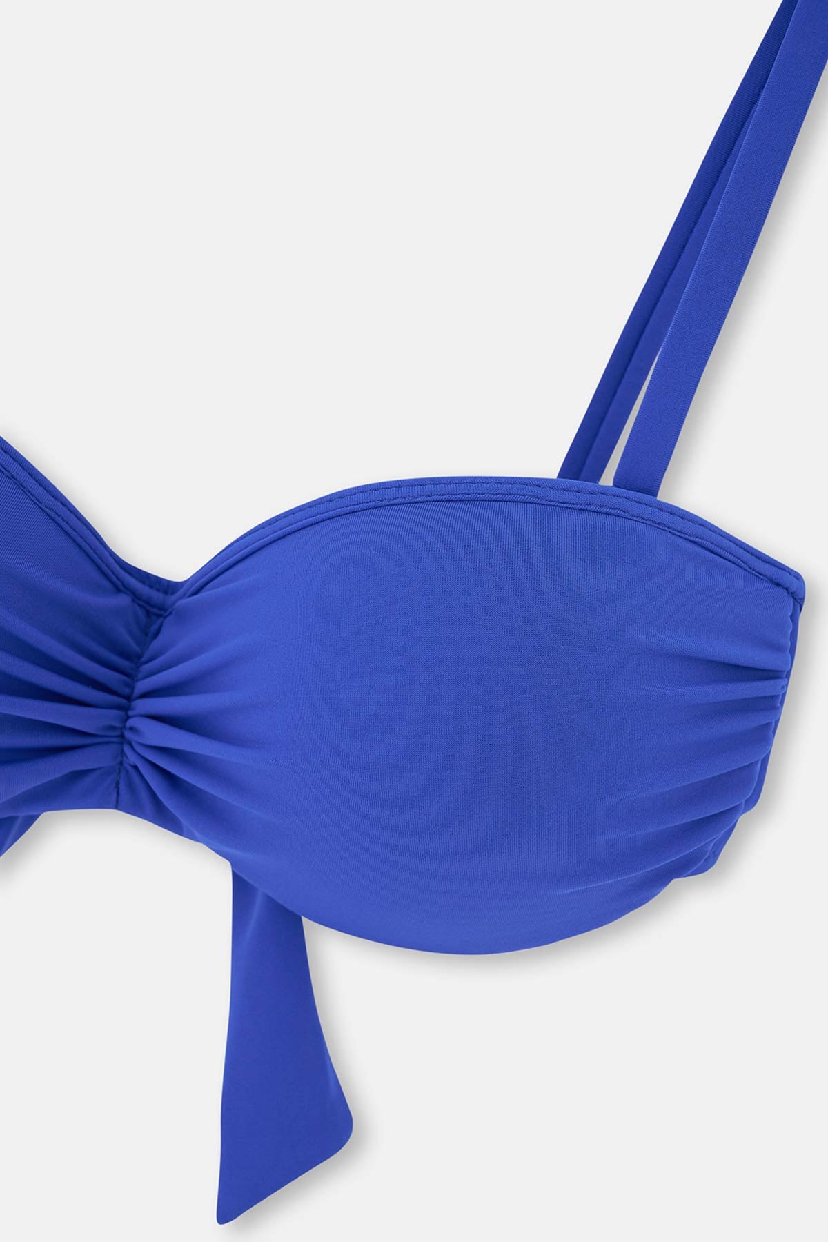 Saks Dolgulu Kaplı Luplu Straplez Tek Bikini Üst