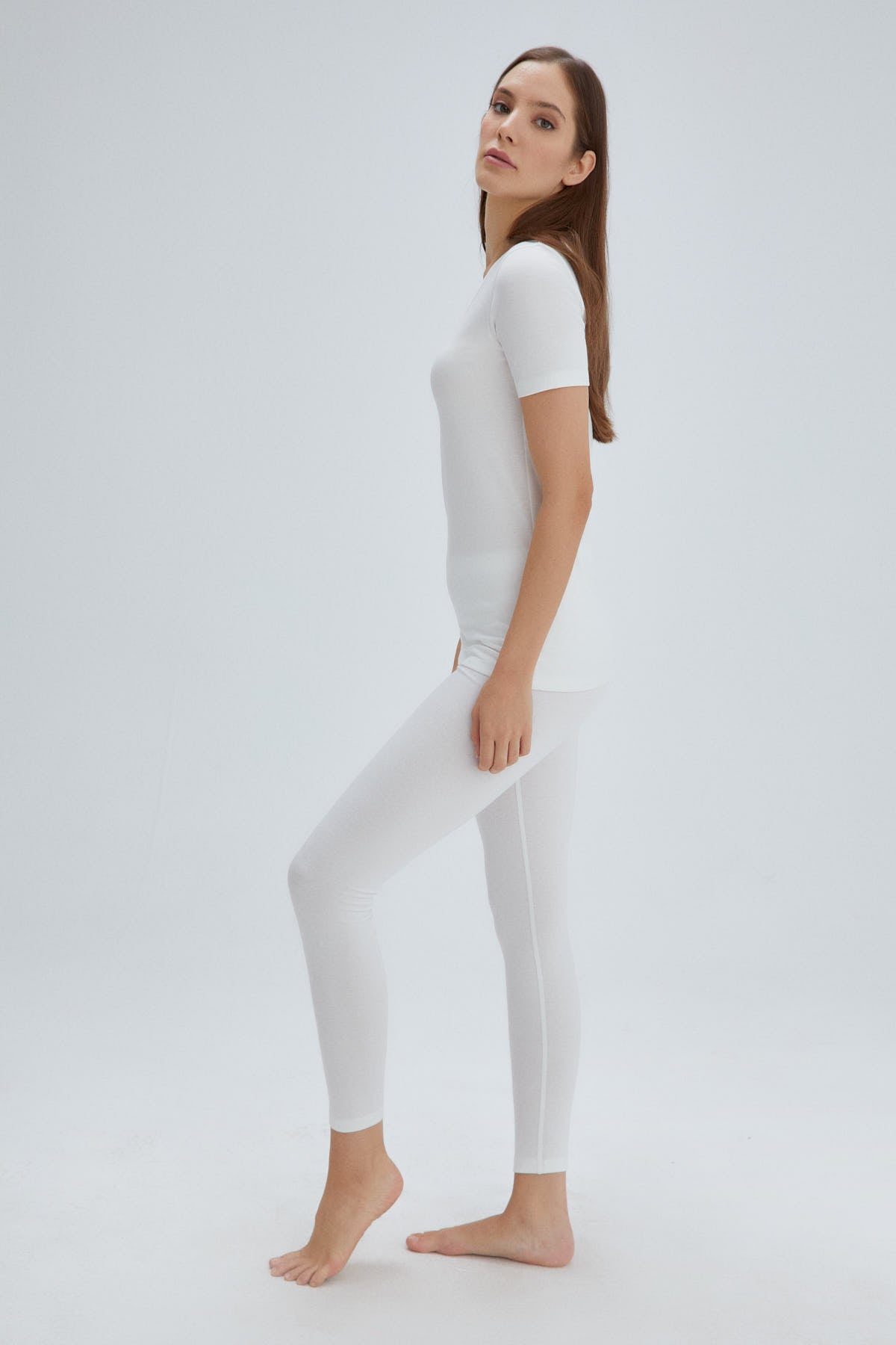 Ekru Kadın Termal Kısa Kol Üst