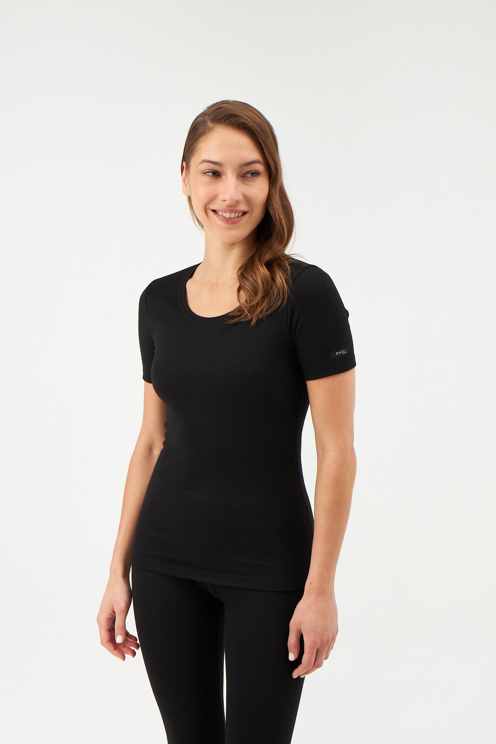 Siyah Kadın Termal Kısa Kol Üst