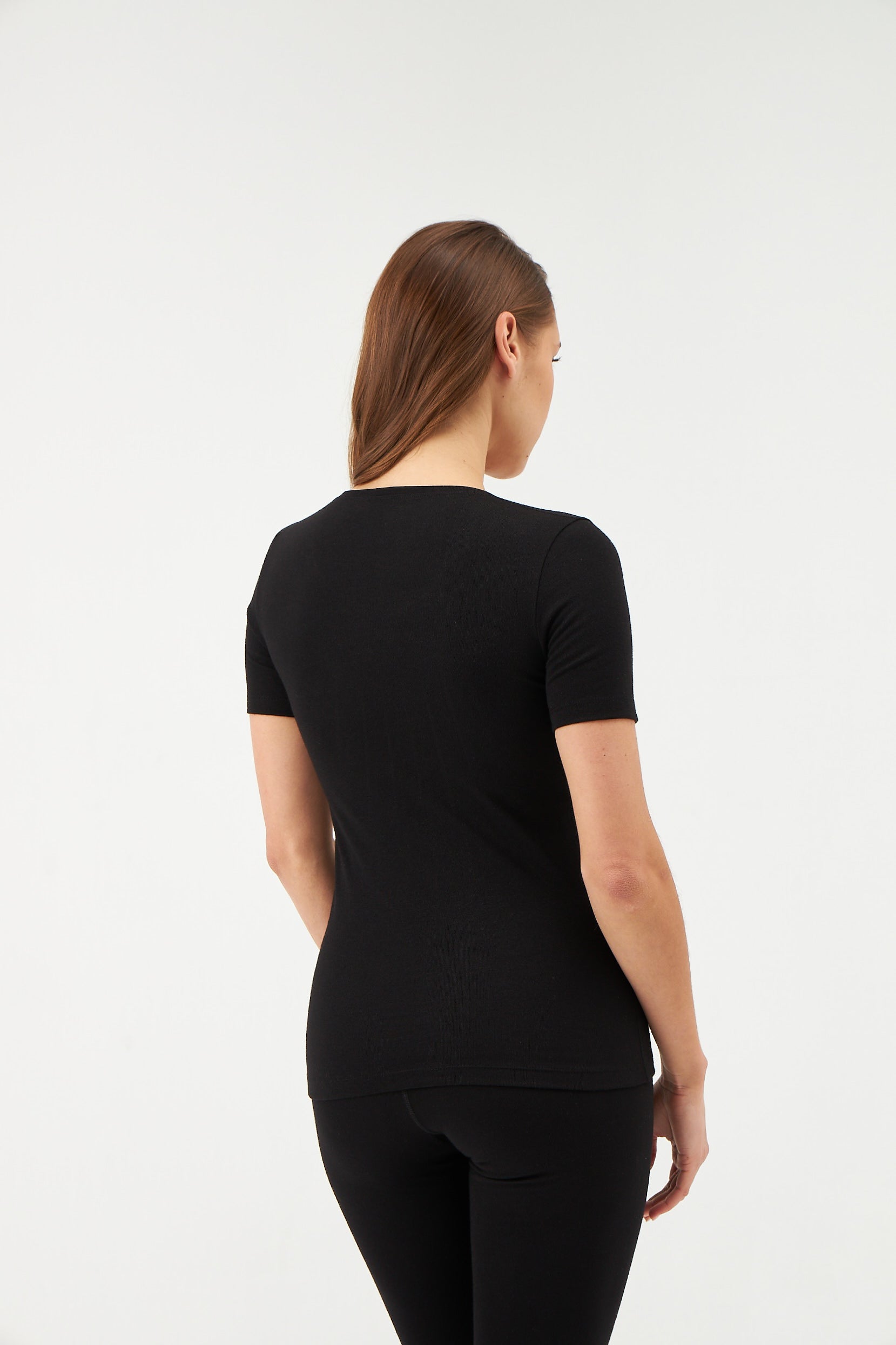 Siyah Kadın Termal Kısa Kol Üst