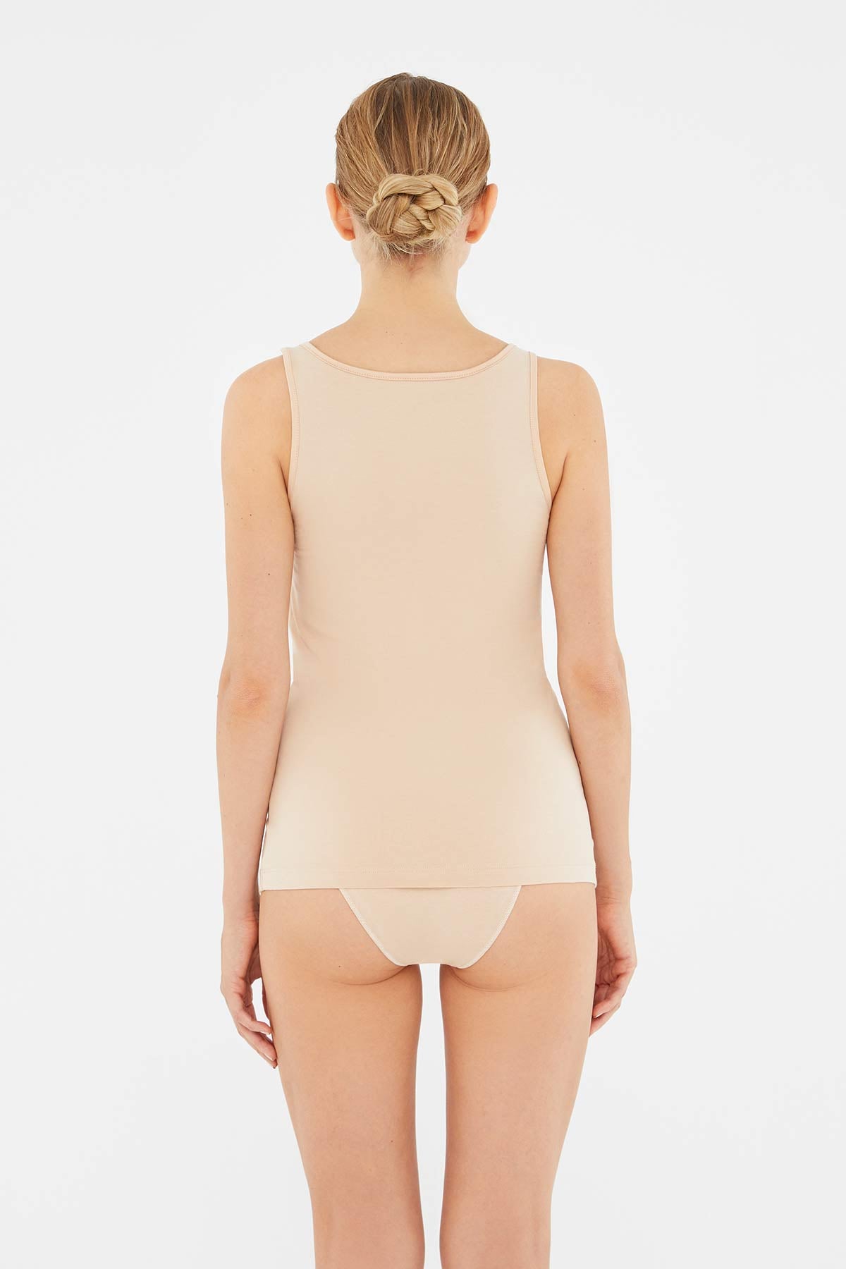 Ten Geniş Yaka Kalın Askılı Penye Kadın Atlet