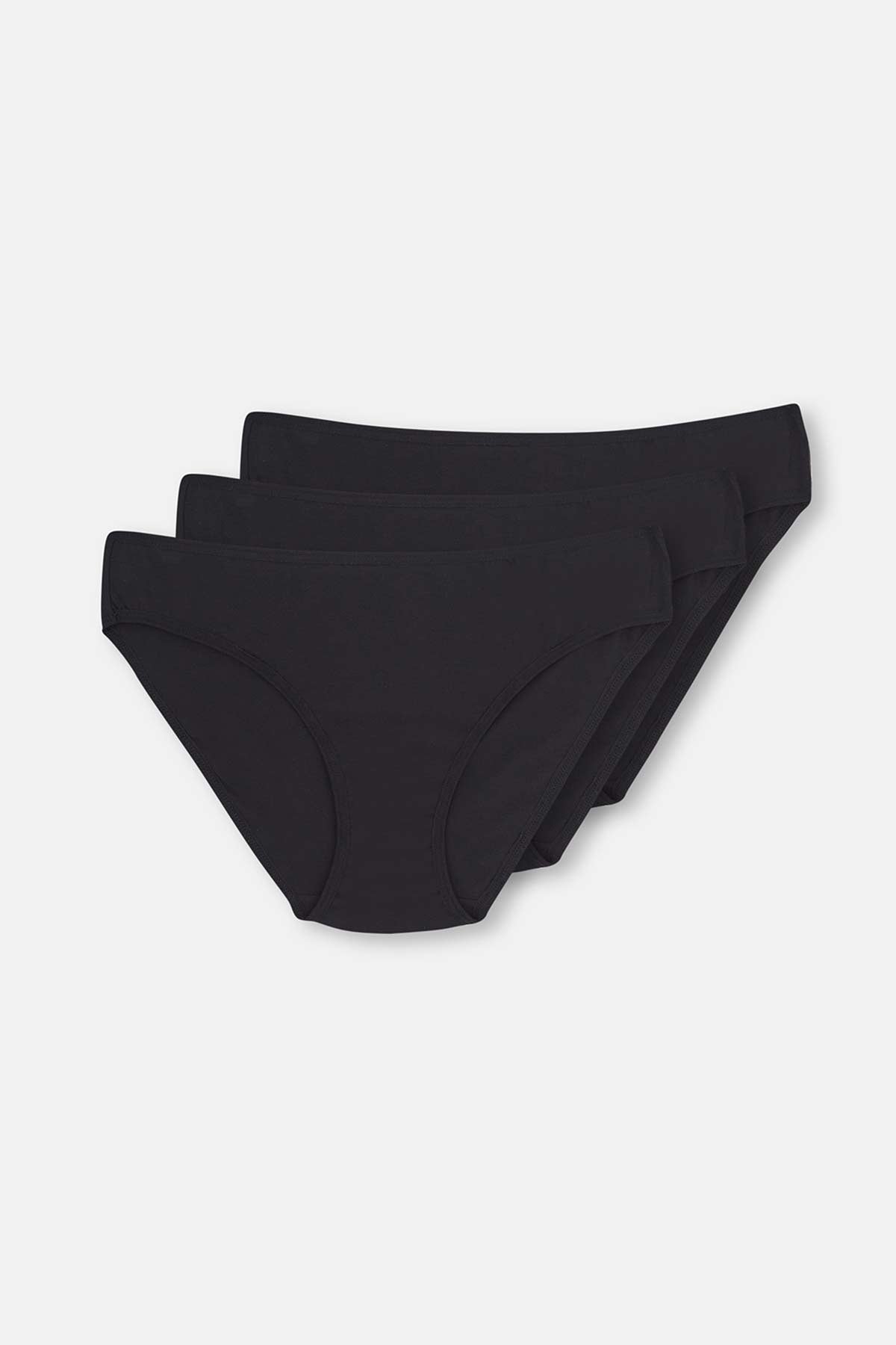 Siyah 3'lü Klasik Kadın Slip Külot
