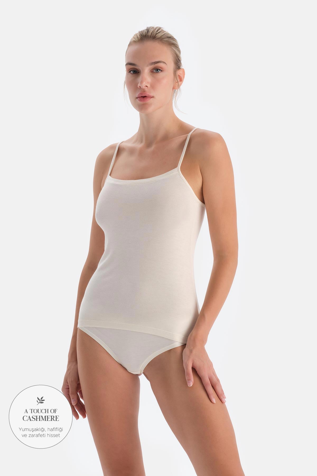 Ekru Modal Askılı Kaşmir Atlet