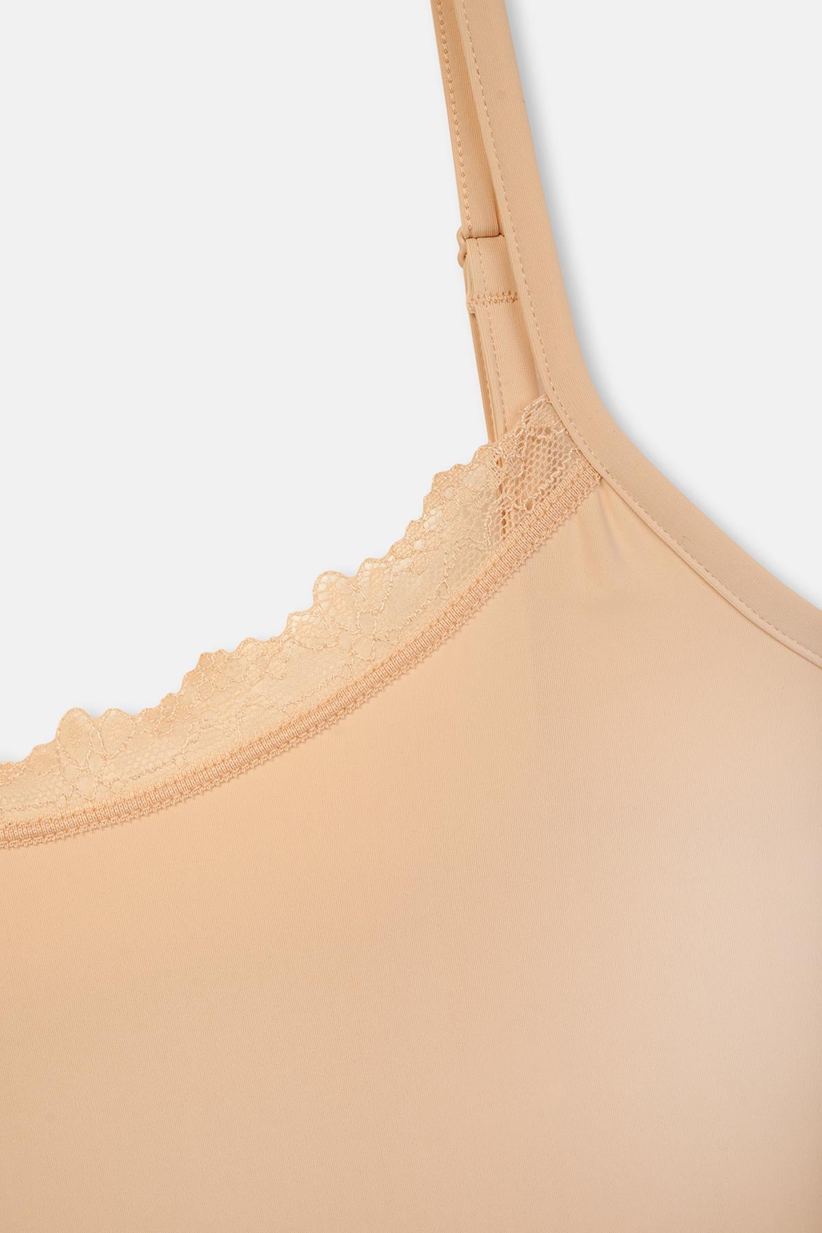 Ten Ince Askılı Dantelli Jupon Elbise