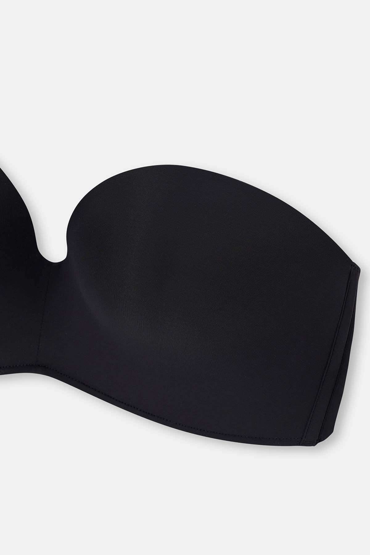 Siyah Clarıce Yarı Dolgulu Straplez Yandan Destekli Sütyen