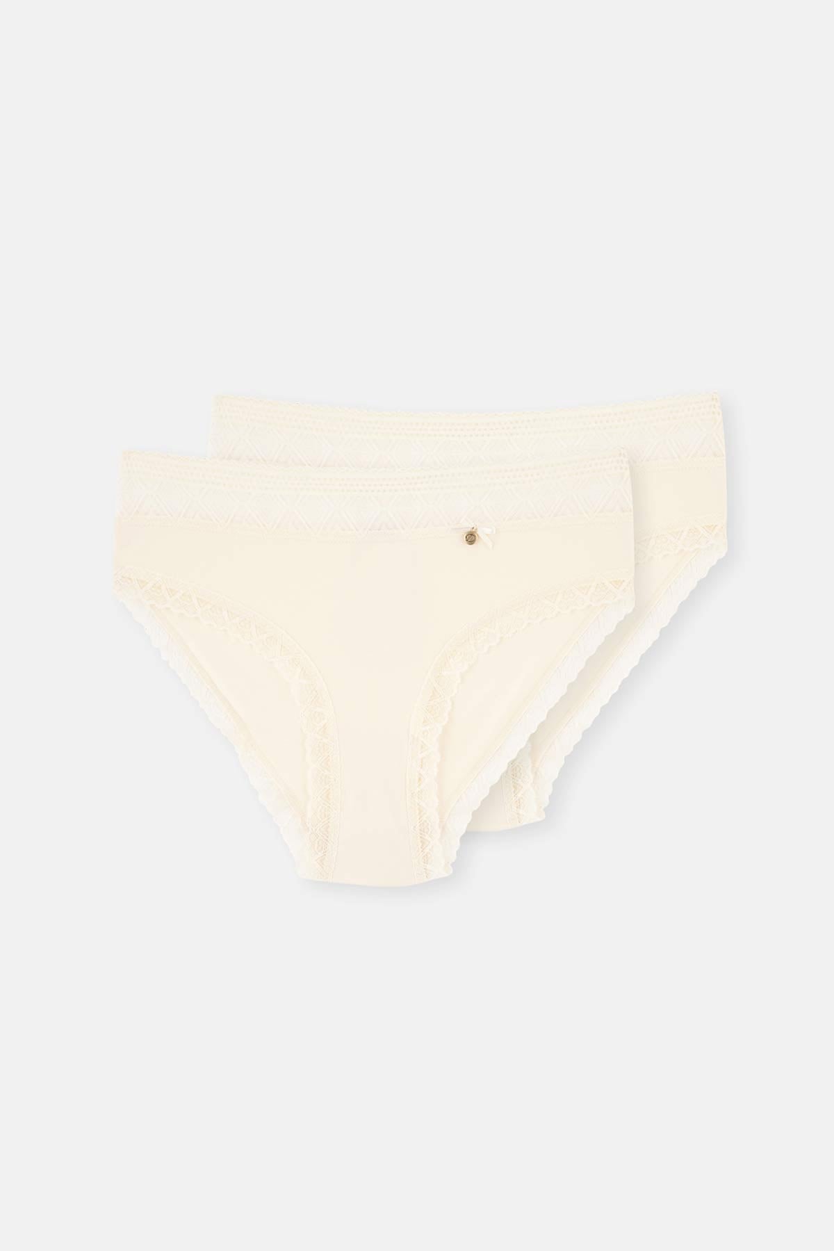 Ekru Micro Polyamıde 2'li Brıef