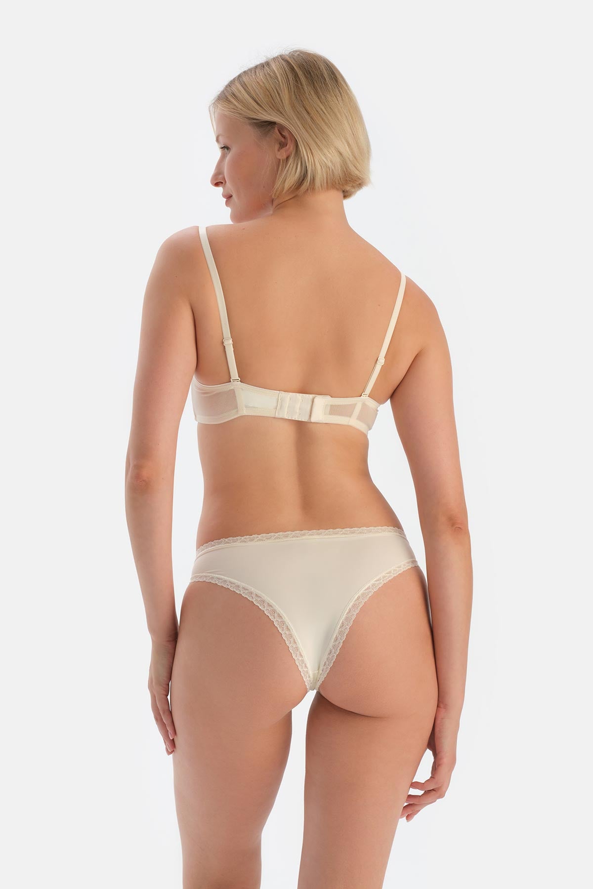 Ekru 2'li Aksesuar Detaylı Brazilian