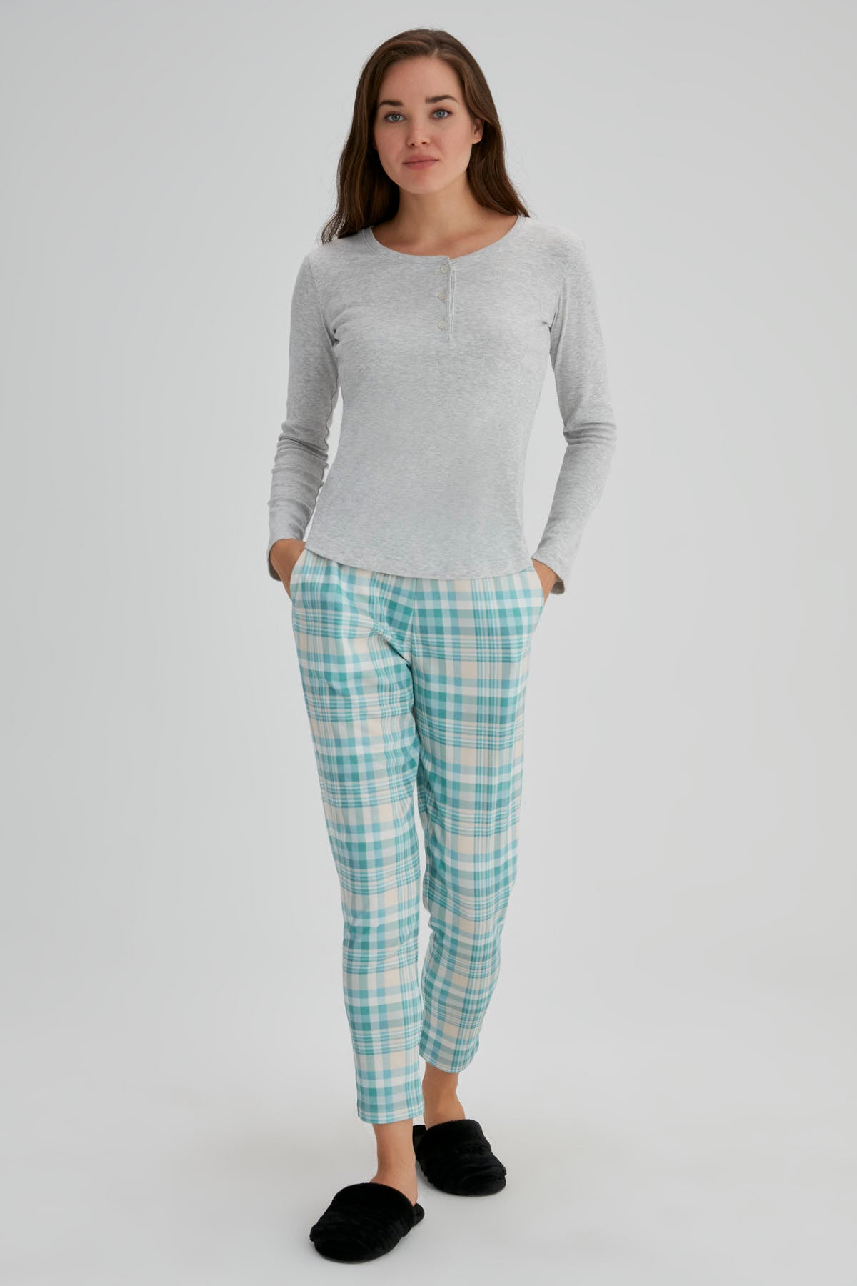 GREY MELANGE ONE PIECE TOP- ONE PIECE BOTTOM