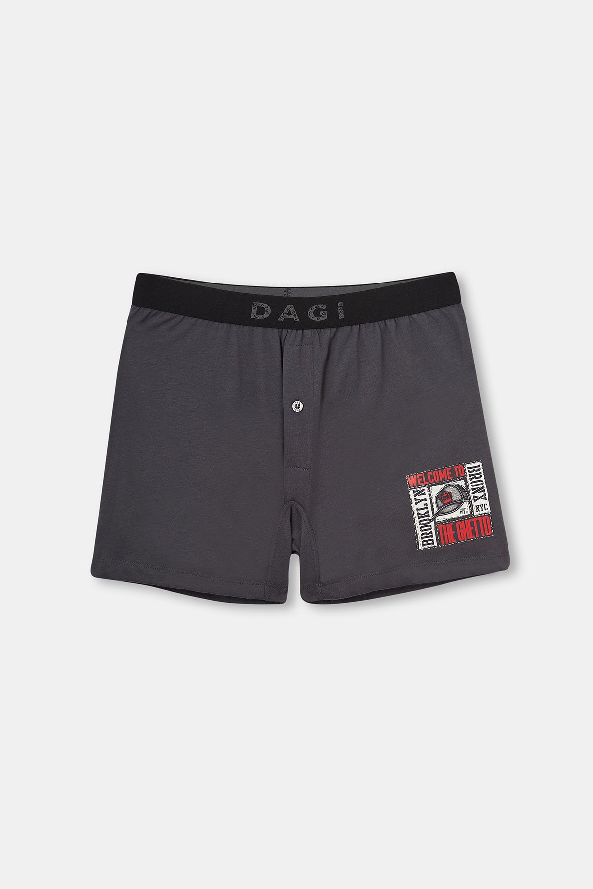 Antrasit Baskılı Pamuklu Boxer