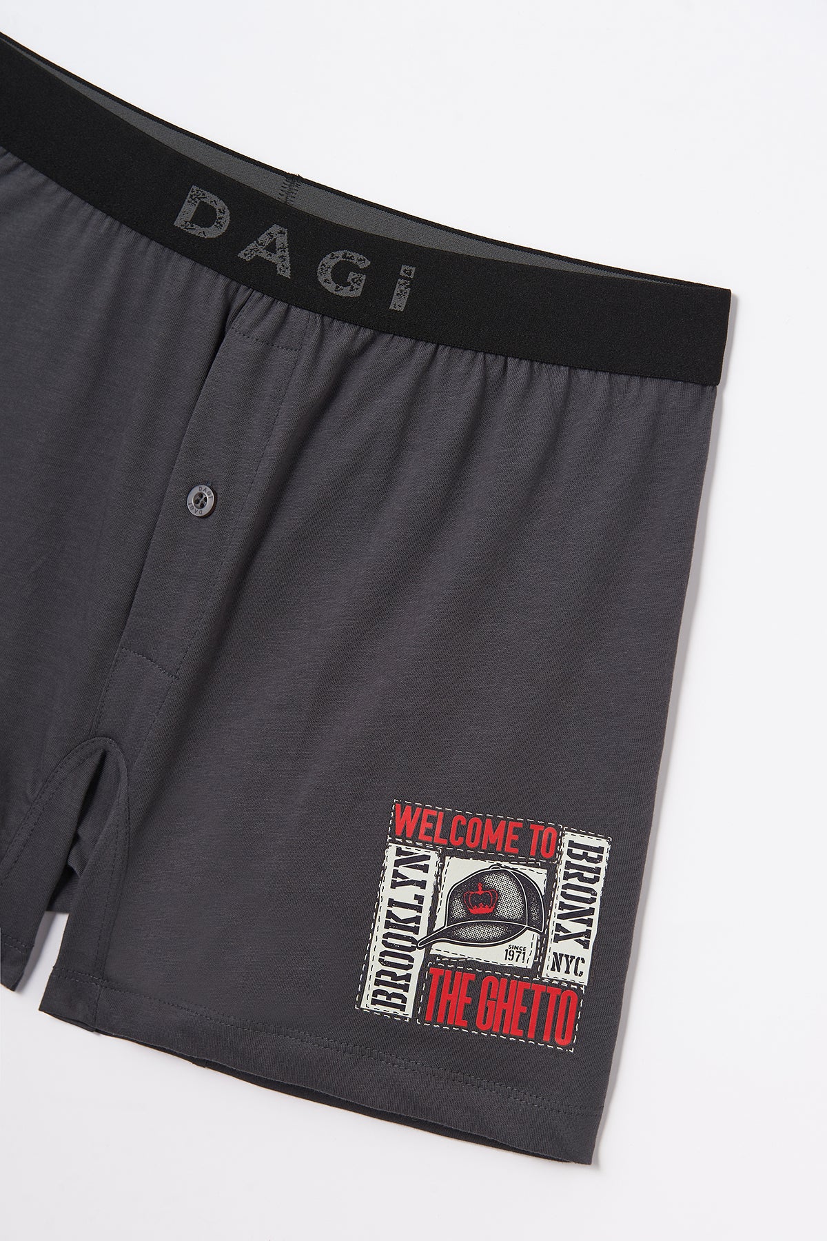 Antrasit Baskılı Pamuklu Boxer