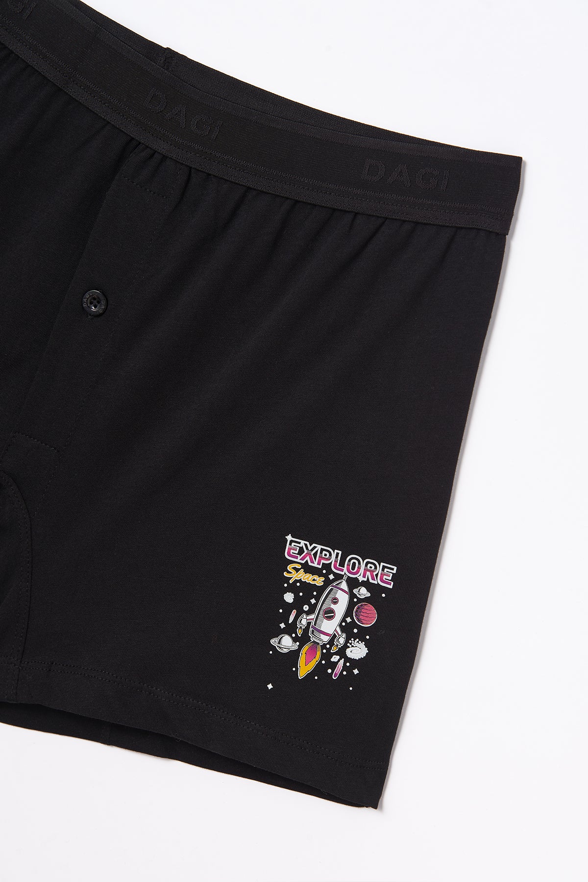 Siyah Baskılı Pamuklu Boxer