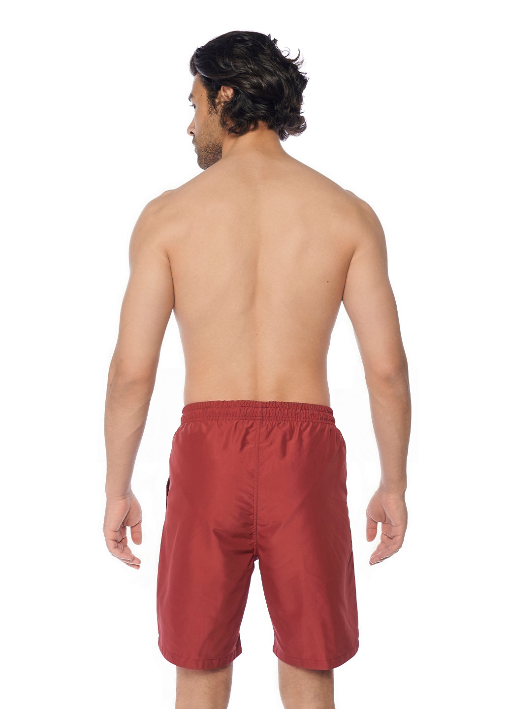 Bordo Micro Orta Düz Erkek Deniz Şortu