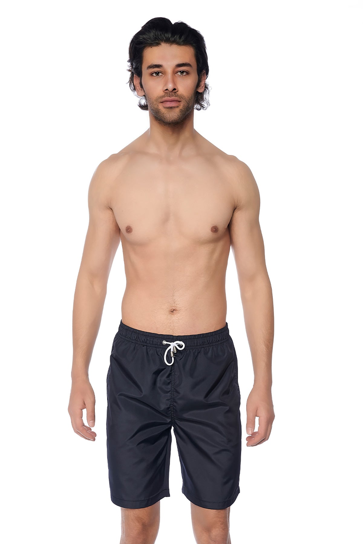 Siyah Micro Orta Düz Erkek Deniz Şortu