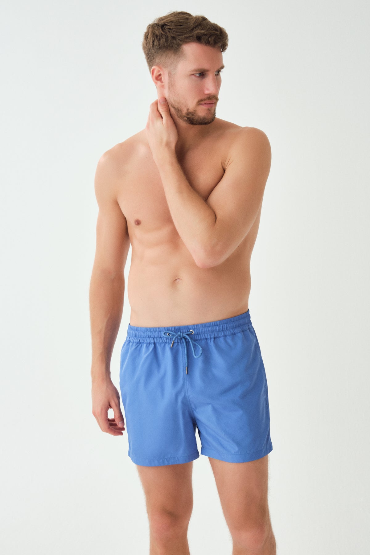 Mavi Micro Kısa Düz Şort