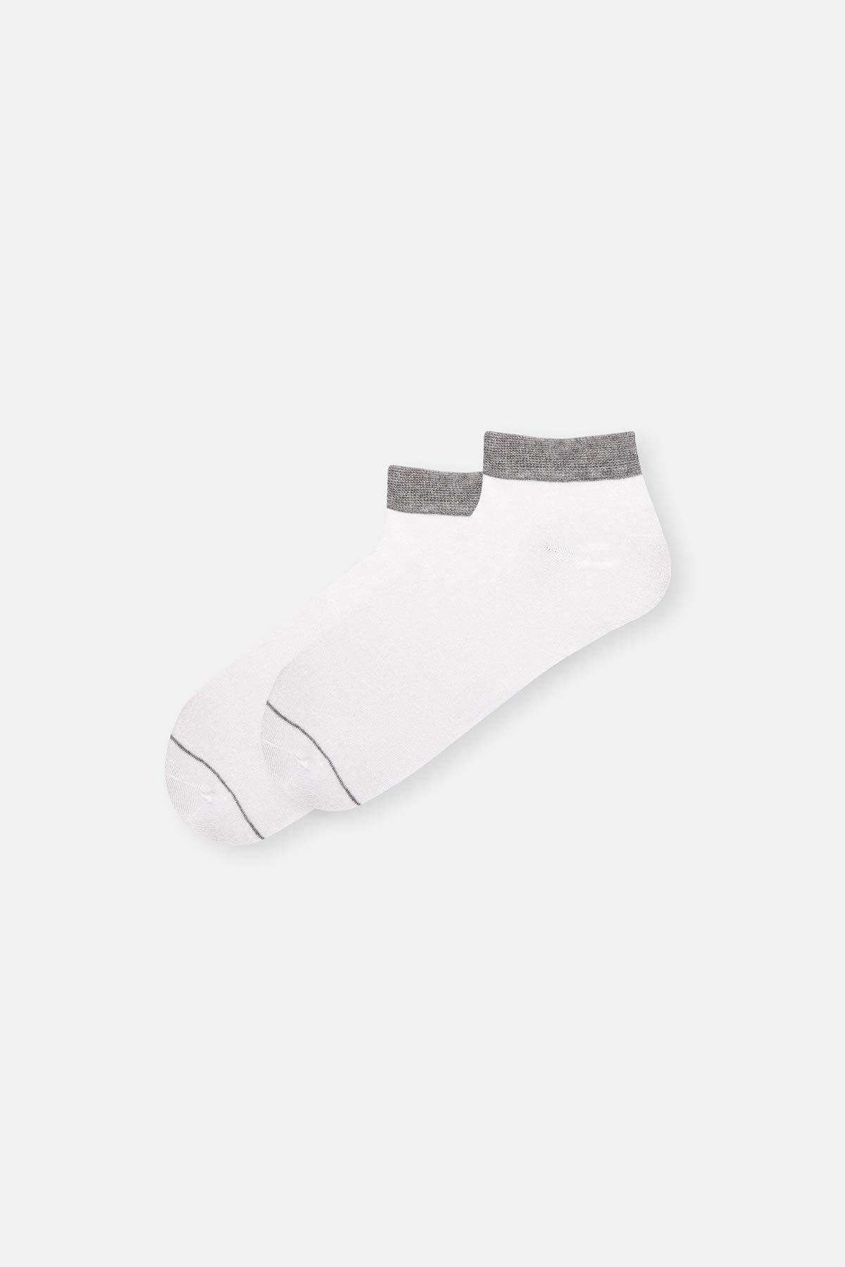 Beyaz Erkek 2'Li Patik Çorap