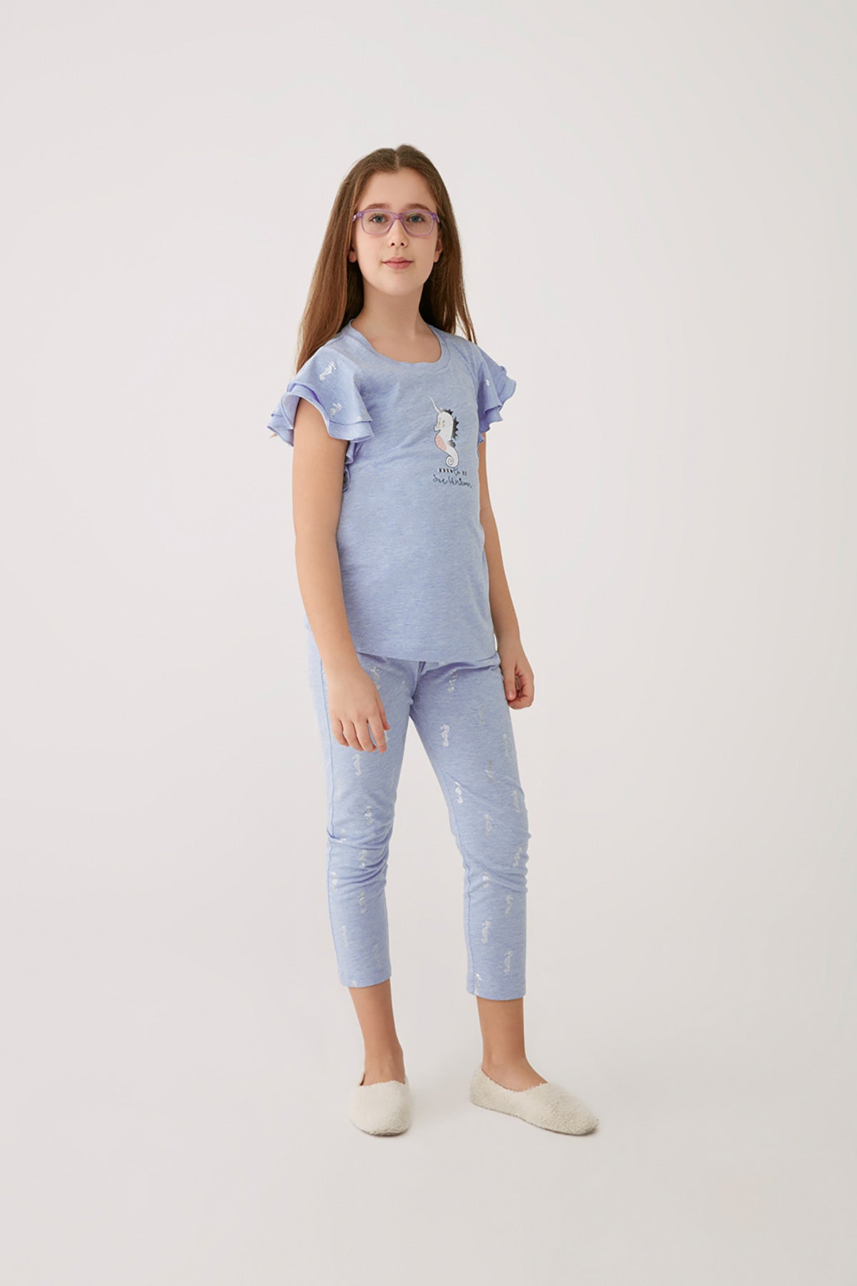 BLUE MELANGE PYJAMA SET