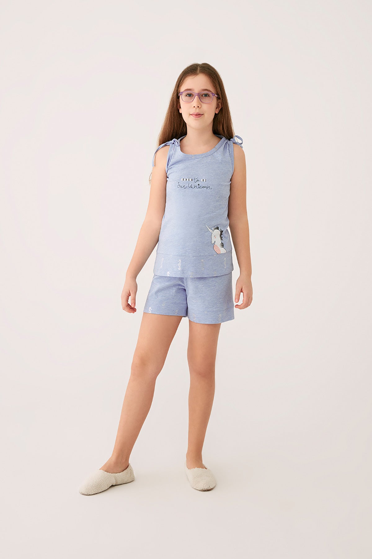 BLUE MELANGE SHORT SET