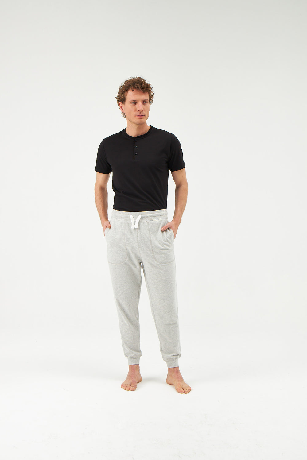 GREY MELANGE TRACKSUIT BOTTOM