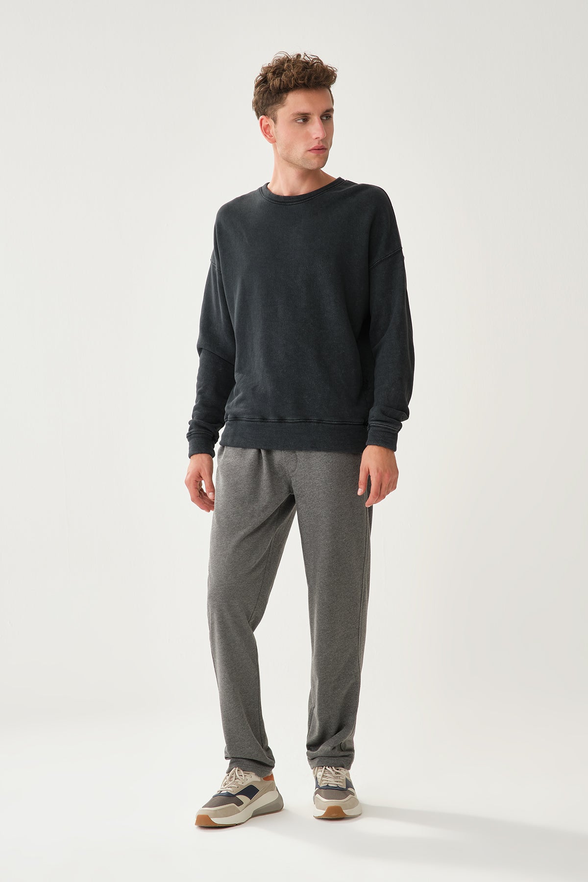 GREY MELANGE TRACKSUIT BOTTOM