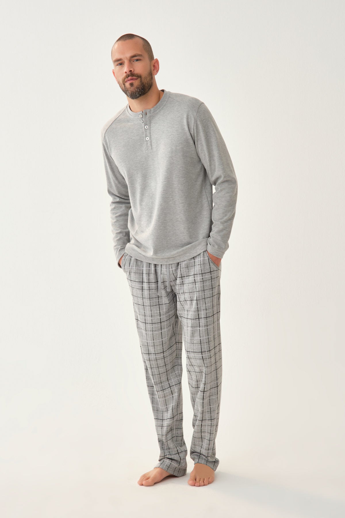 GREY MELANGE PYJAMA SET
