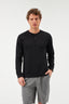 Siyah Düğme Yakalı Pamuk Sweatshirt