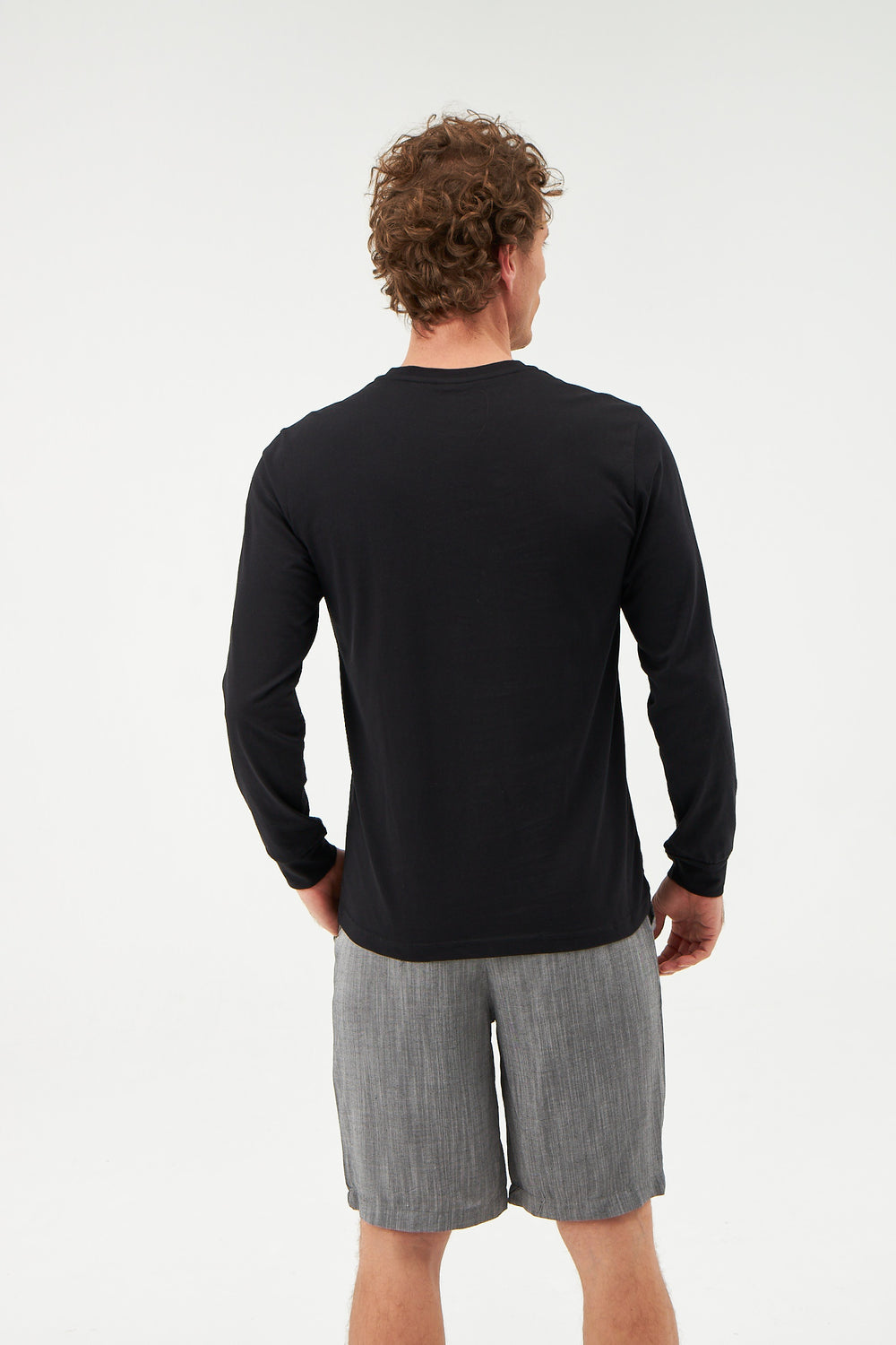 Siyah Düğme Yakalı Pamuk Sweatshirt