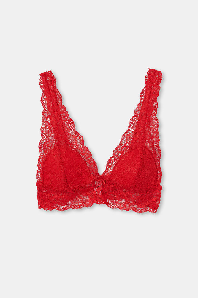 Kırmızı Balensiz Dantelli Bralet Sütyen