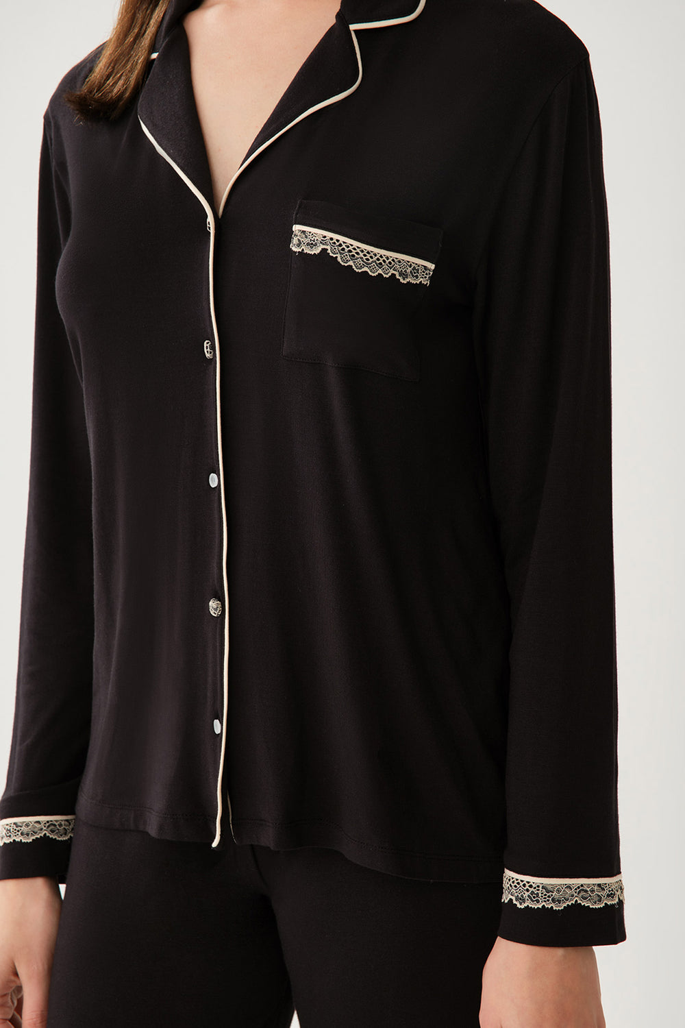 BLACK PYJAMA TOP