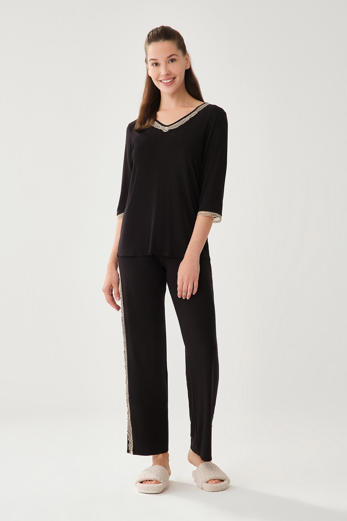 BLACK PYJAMA TOP