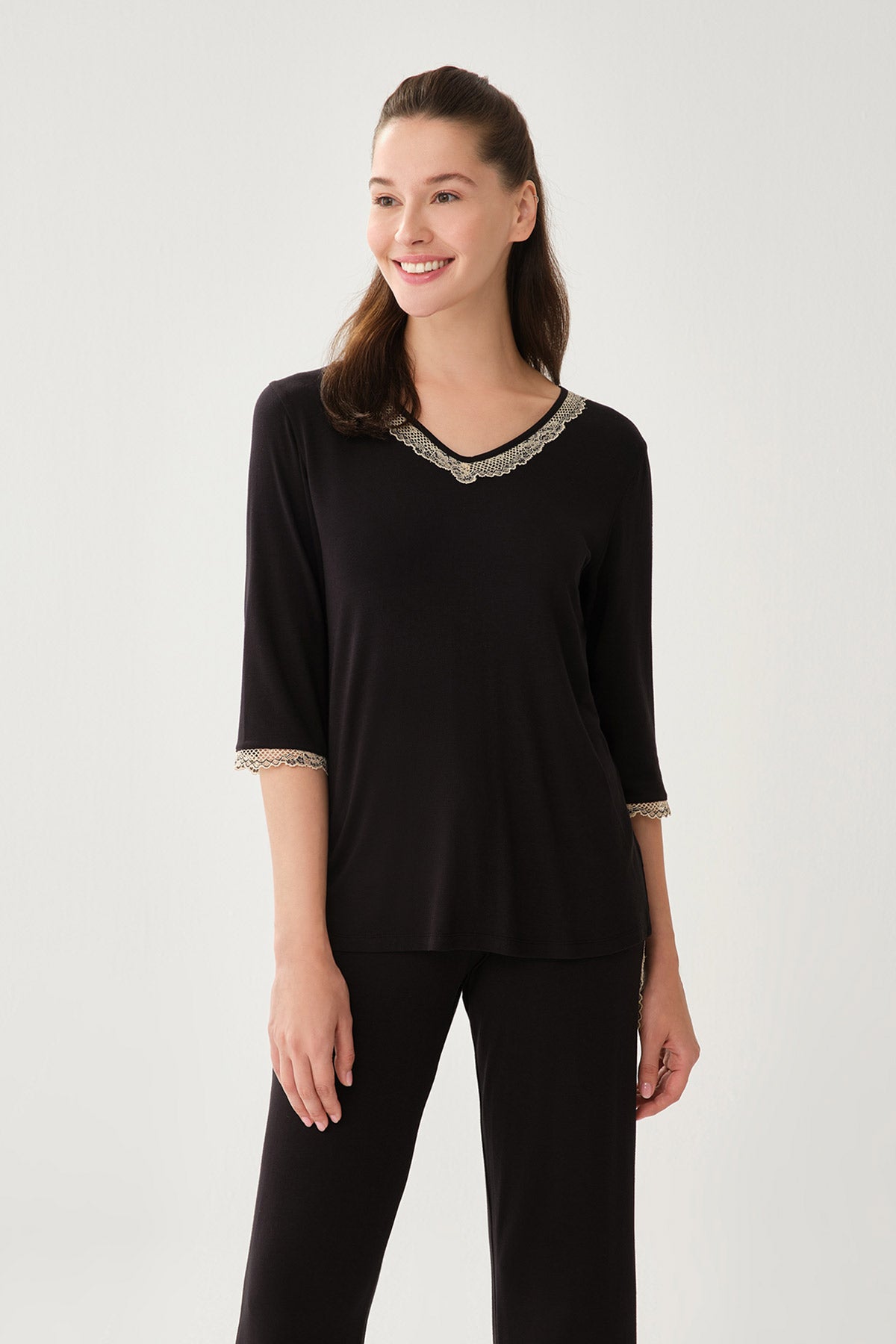 BLACK PYJAMA TOP