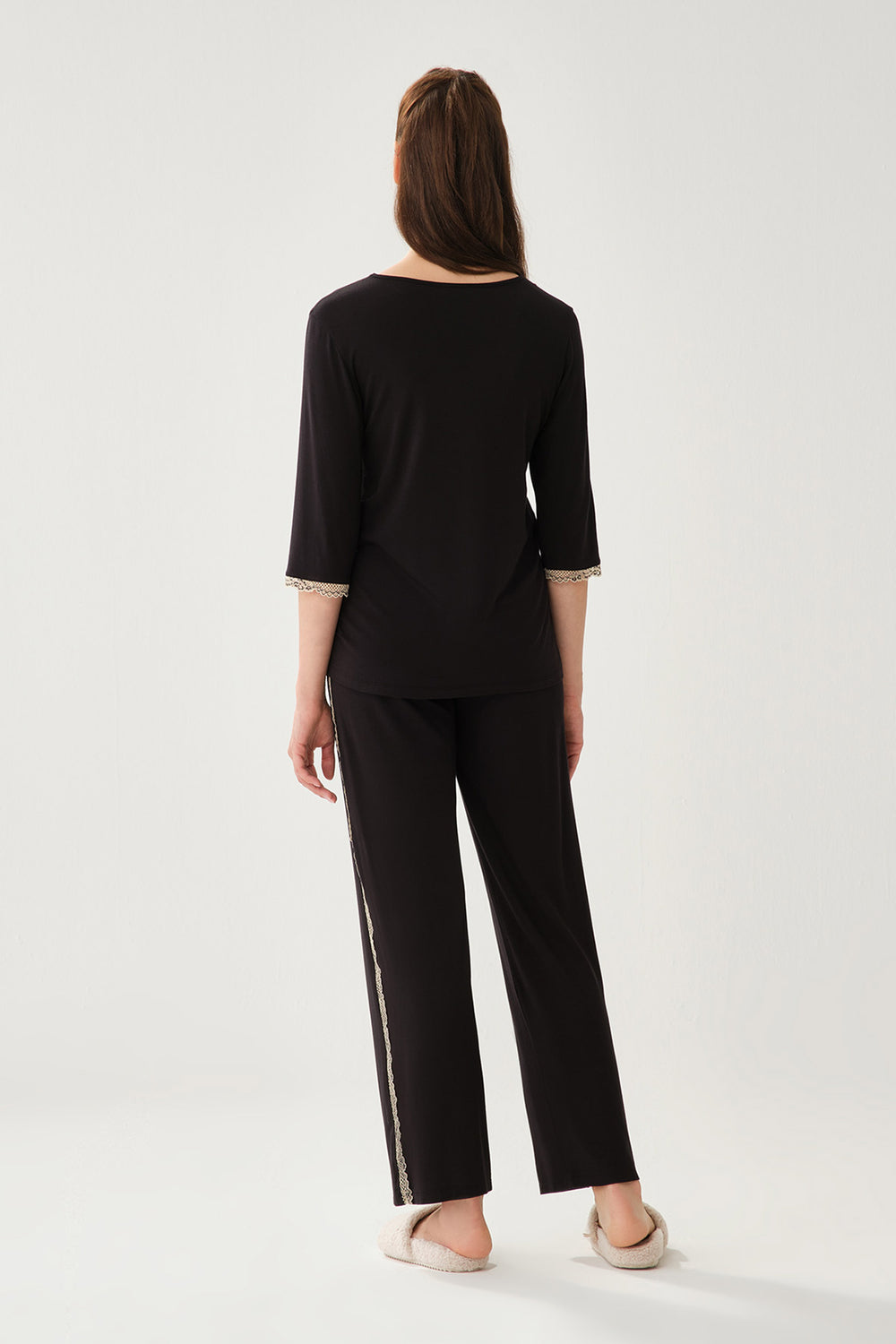 BLACK PYJAMA TOP