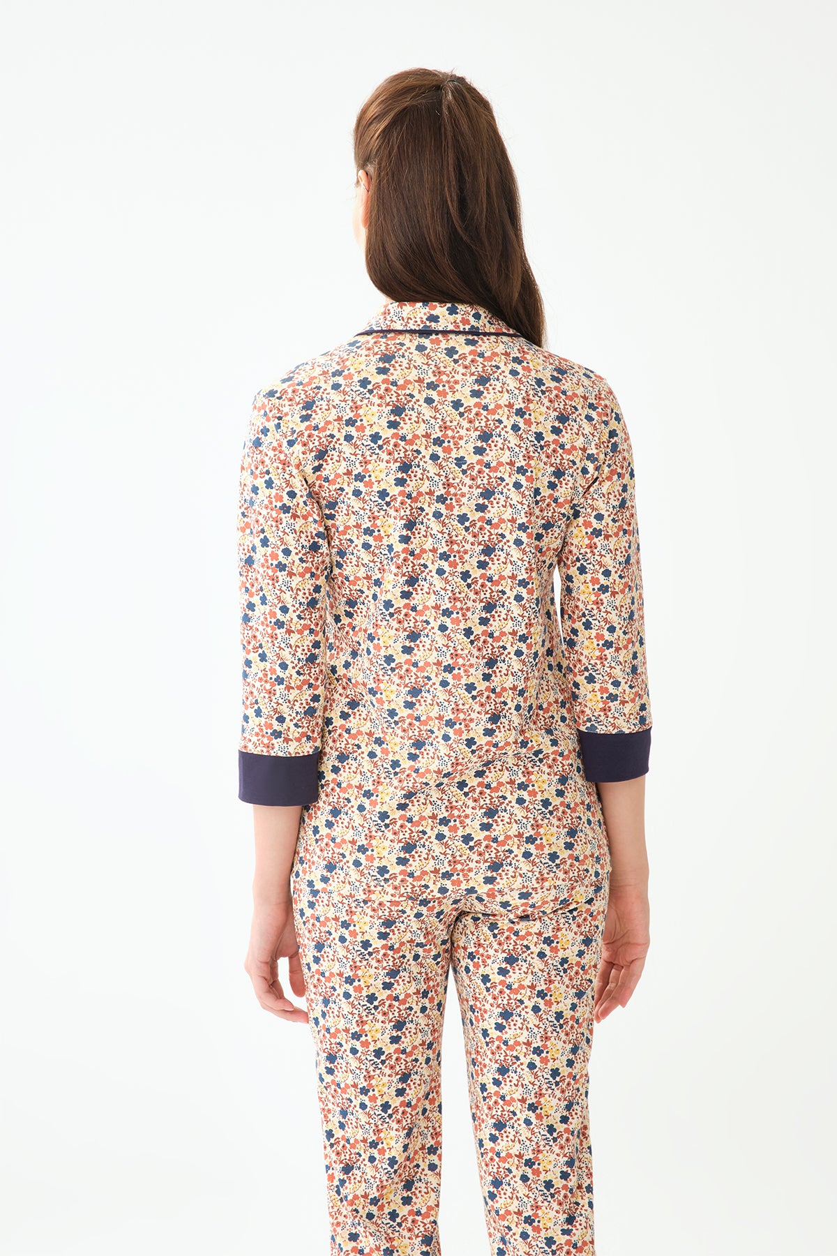 NAVY PYJAMA TOP