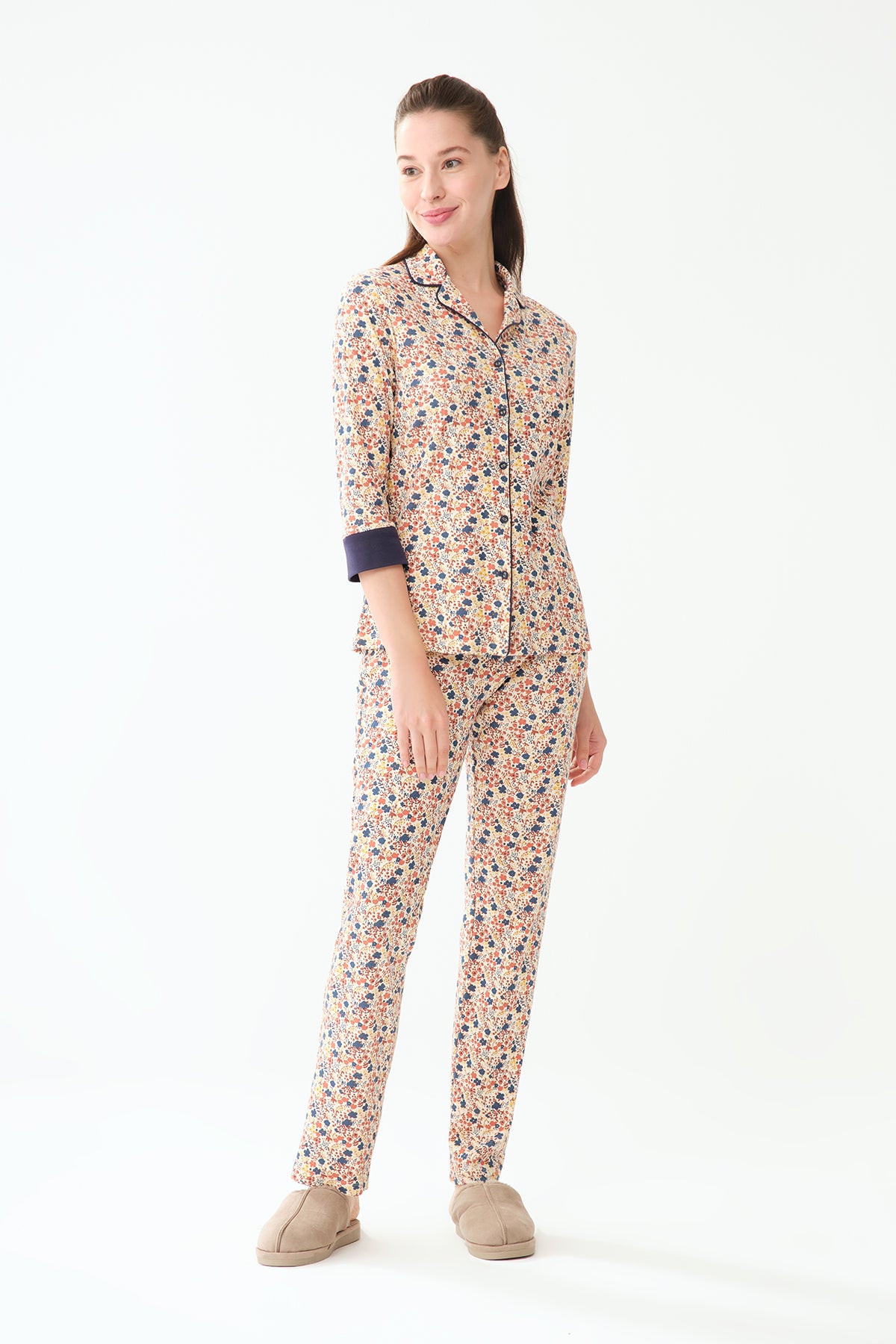 NAVY PYJAMA TOP