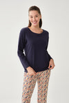 NAVY PYJAMA TOP