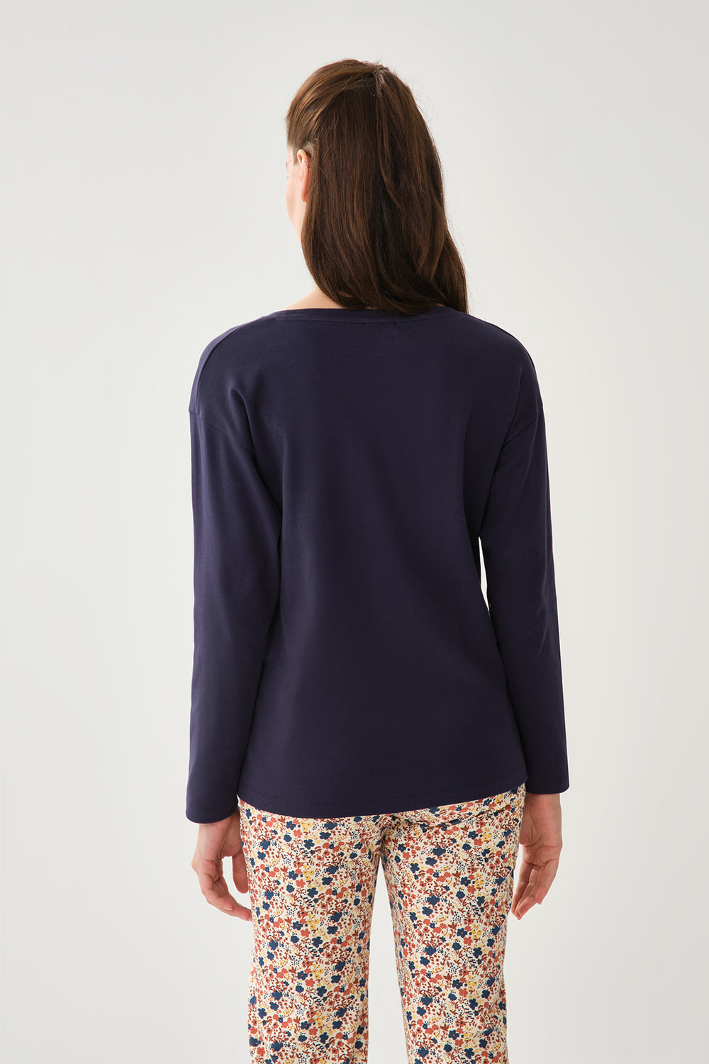 NAVY PYJAMA TOP