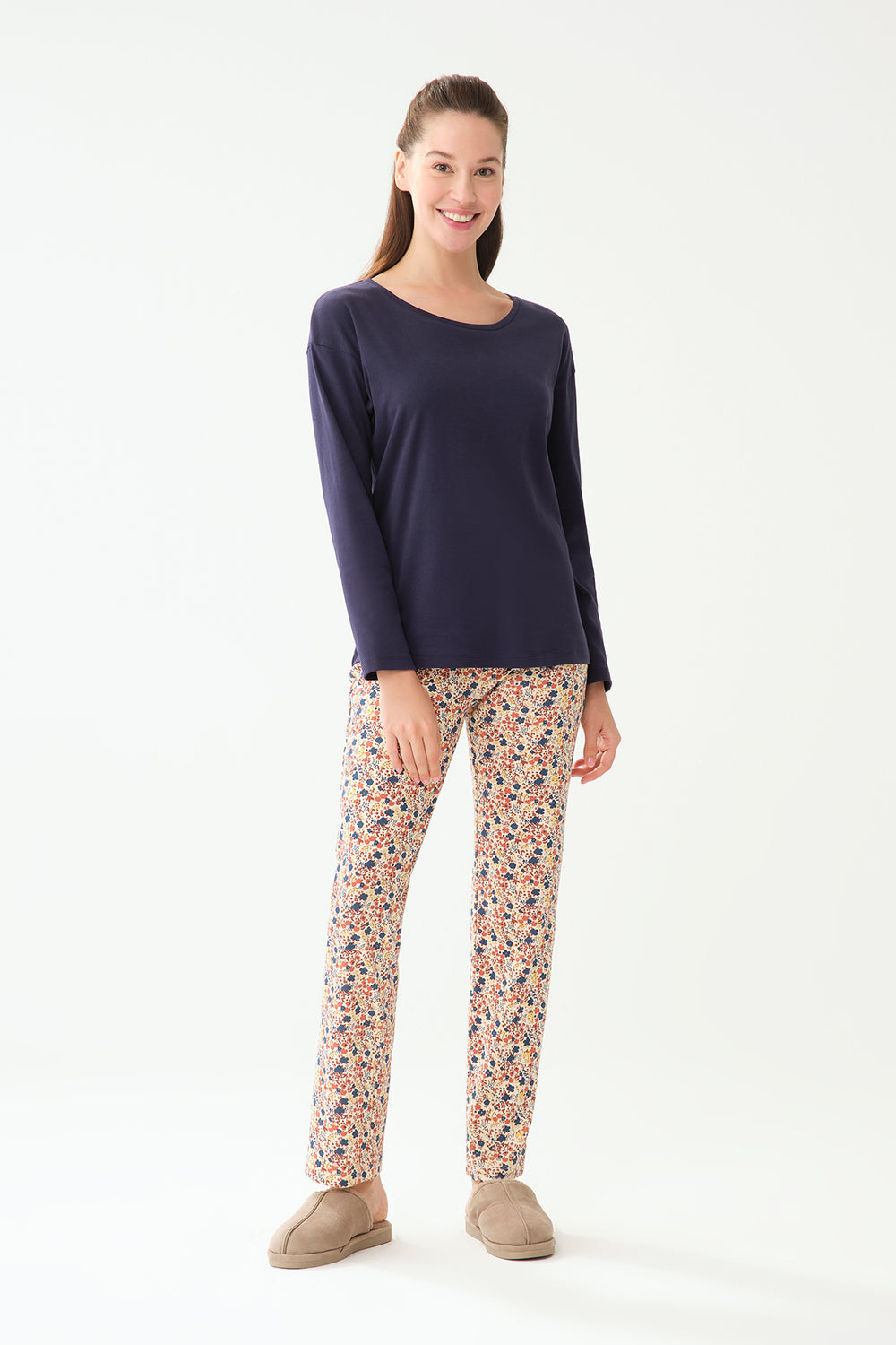 NAVY PYJAMA TOP
