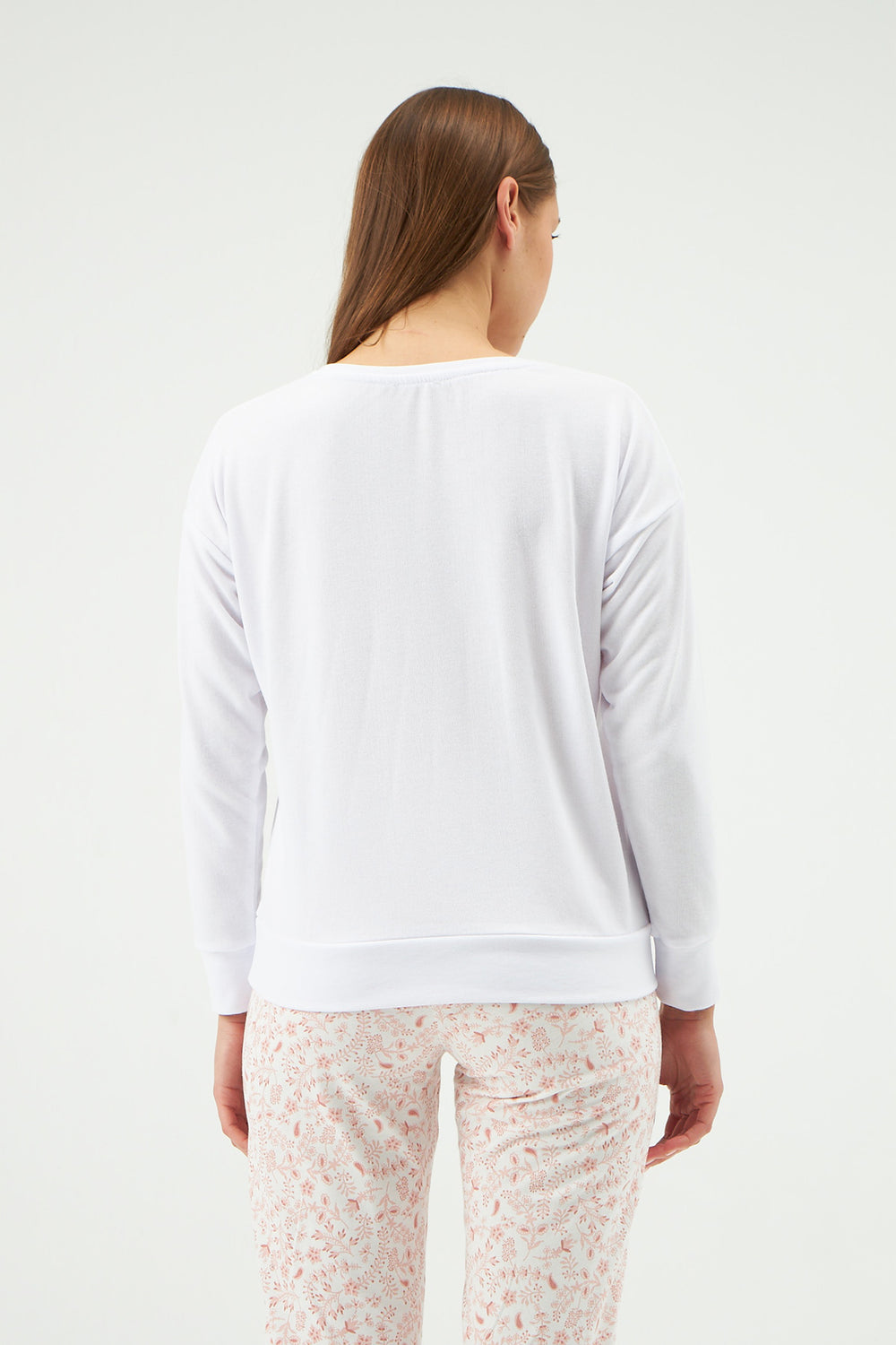 Ekru Bisiklet Yaka Pijama Üstü