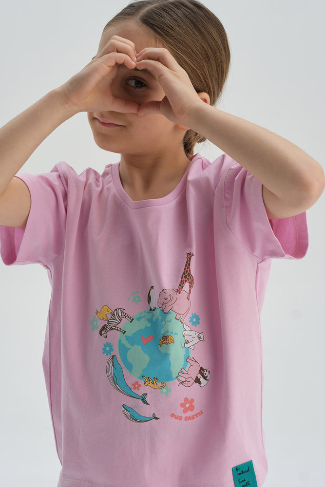 Pembe Pamuklu T-Shirt