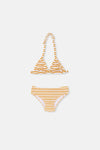 Sarı Çizgili Üçgen Küçük Bikini Takımı