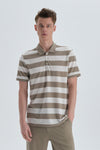 KHAKI STRIPED T-SHIRT